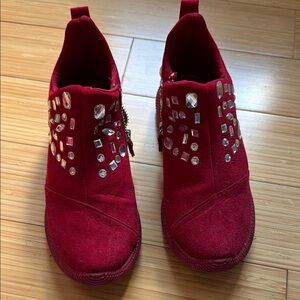 Red Embellished Slip-On Shoes size 6